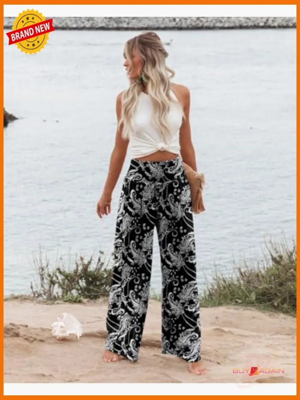 Womens High Waisted Wide Leg Palazzo Pants with Pockets Lounge